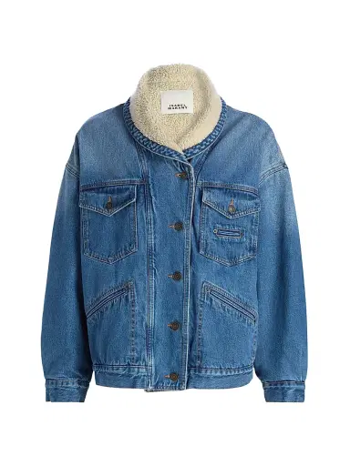Isabel Marant Women's Pimia Sherpa-Collar Denim Jacket - Light Blue - Size 10 | Thumbnail 1 Isabel Marant Women's Pimia Sherpa-Collar Denim Jacket - Light Blue - Size 10 | Thumbnail 1
