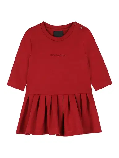 Givenchy Baby Girl's & Little Girl's Logo Pleated Dress - Dark Red 6 Months | Thumbnail 1 Givenchy Baby Girl's & Little Girl's Logo Pleated Dress - Dark Red 6 Months | Thumbnail 1