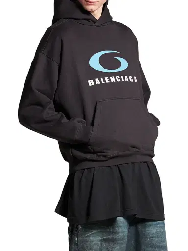 Balenciaga Men's Loop Sports Icon Hoodie Medium Fit - Black | Thumbnail 3 Balenciaga Men's Loop Sports Icon Hoodie Medium Fit - Black | Thumbnail 3