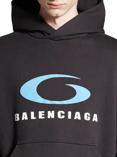 Balenciaga Men's Loop Sports Icon Hoodie Medium Fit - Black | Thumbnail 6 Balenciaga Men's Loop Sports Icon Hoodie Medium Fit - Black | Thumbnail 6