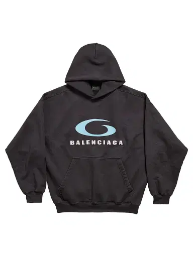 Balenciaga Men's Loop Sports Icon Hoodie Medium Fit - Black | Thumbnail 1 Balenciaga Men's Loop Sports Icon Hoodie Medium Fit - Black | Thumbnail 1