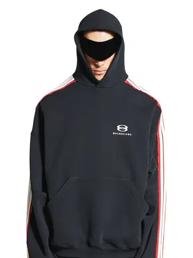 Balenciaga Men's Unity Sports Icon Large Hoodie - Faded Black White | Thumbnail 5 Balenciaga Men's Unity Sports Icon Large Hoodie - Faded Black White | Thumbnail 5