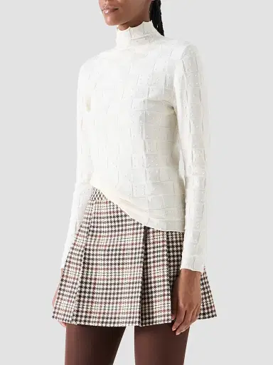 Akris punto Women's Wool Textured Knit Sweater - Winter White - Size 16 | Thumbnail 6 Akris punto Women's Wool Textured Knit Sweater - Winter White - Size 16 | Thumbnail 6