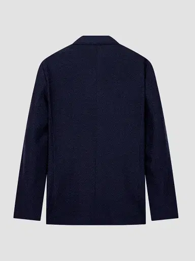 Emporio Armani Men's Textured Chevron Soft Jacket - Solid Blue Navy | Thumbnail 2 Emporio Armani Men's Textured Chevron Soft Jacket - Solid Blue Navy | Thumbnail 2