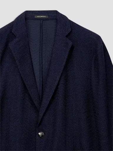 Emporio Armani Men's Textured Chevron Soft Jacket - Solid Blue Navy | Thumbnail 3 Emporio Armani Men's Textured Chevron Soft Jacket - Solid Blue Navy | Thumbnail 3