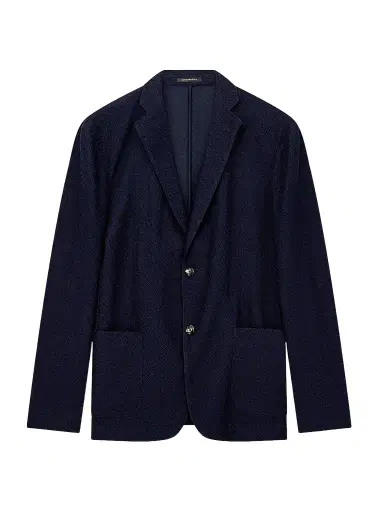 Emporio Armani Men's Textured Chevron Soft Jacket - Solid Blue Navy | Thumbnail 1 Emporio Armani Men's Textured Chevron Soft Jacket - Solid Blue Navy | Thumbnail 1