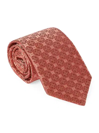 Brunello Cucinelli Men's Geometric Patterned Silk Tie - Apricot | Thumbnail 3 Brunello Cucinelli Men's Geometric Patterned Silk Tie - Apricot | Thumbnail 3