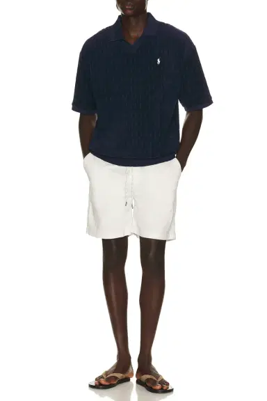 Polo Ralph Lauren Short Sleeve Cable Terry Johnny Collar Polo | Thumbnail 3 Polo Ralph Lauren Short Sleeve Cable Terry Johnny Collar Polo | Thumbnail 3
