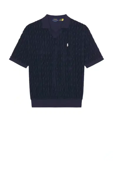 Polo Ralph Lauren Short Sleeve Cable Terry Johnny Collar Polo | Thumbnail 4 Polo Ralph Lauren Short Sleeve Cable Terry Johnny Collar Polo | Thumbnail 4