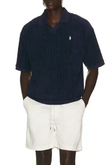 Polo Ralph Lauren Short Sleeve Cable Terry Johnny Collar Polo | Thumbnail 1 Polo Ralph Lauren Short Sleeve Cable Terry Johnny Collar Polo | Thumbnail 1