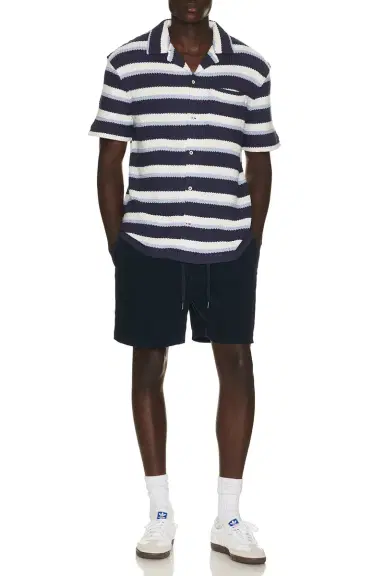 Polo Ralph Lauren Short Sleeve Yarn Dyed Textured Herringbone Andy Camp Striped Shirt | Thumbnail 3 Polo Ralph Lauren Short Sleeve Yarn Dyed Textured Herringbone Andy Camp Striped Shirt | Thumbnail 3
