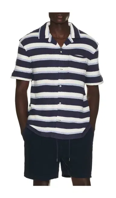 Polo Ralph Lauren Short Sleeve Yarn Dyed Textured Herringbone Andy Camp Striped Shirt | Thumbnail 6 Polo Ralph Lauren Short Sleeve Yarn Dyed Textured Herringbone Andy Camp Striped Shirt | Thumbnail 6