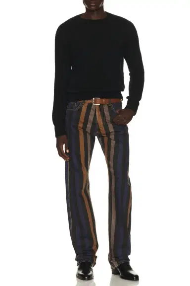 Versace Rigid Denim With Stripe Print | Thumbnail 4 Versace Rigid Denim With Stripe Print | Thumbnail 4