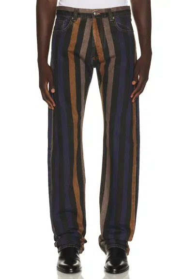 Versace Rigid Denim With Stripe Print | Thumbnail 1 Versace Rigid Denim With Stripe Print | Thumbnail 1