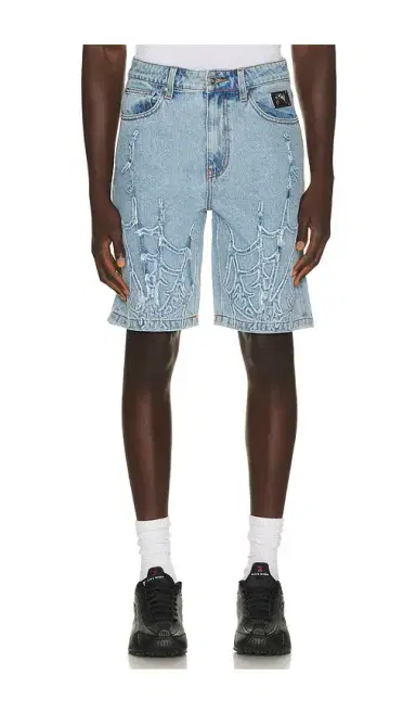Revenge Spider Web Denim Shorts | Thumbnail 1 Revenge Spider Web Denim Shorts | Thumbnail 1