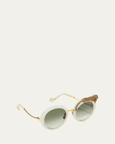 Anna-Karin Karlsson Rose et la Roue Round Crystal-Embellished Leopard Sunglasses | Thumbnail 3 Anna-Karin Karlsson Rose et la Roue Round Crystal-Embellished Leopard Sunglasses | Thumbnail 3