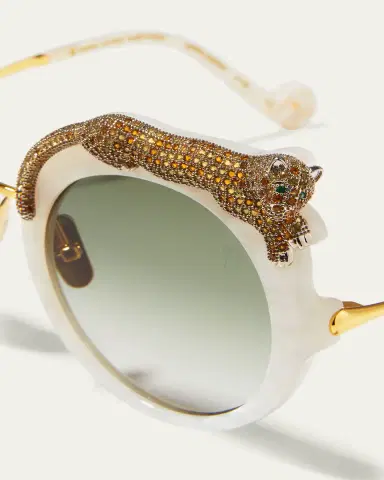 Anna-Karin Karlsson Rose et la Roue Round Crystal-Embellished Leopard Sunglasses | Thumbnail 4 Anna-Karin Karlsson Rose et la Roue Round Crystal-Embellished Leopard Sunglasses | Thumbnail 4