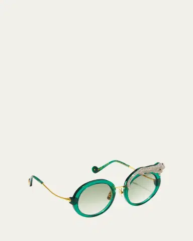 Anna-Karin Karlsson Rose et la Roue Round Crystal-Embellished Leopard Sunglasses | Thumbnail 6 Anna-Karin Karlsson Rose et la Roue Round Crystal-Embellished Leopard Sunglasses | Thumbnail 6