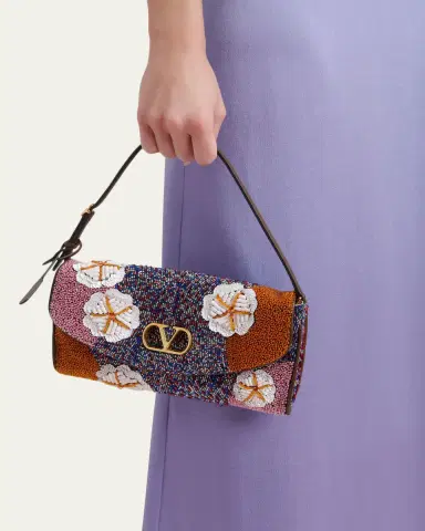 Valentino Garavani DeVain Floral Beaded Top-Handle Bag | Thumbnail 2 Valentino Garavani DeVain Floral Beaded Top-Handle Bag | Thumbnail 2