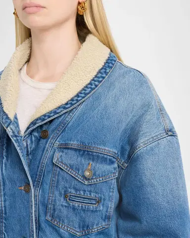 Isabel Marant Pimia Faux-Fur Lined Denim Jacket | Thumbnail 5 Isabel Marant Pimia Faux-Fur Lined Denim Jacket | Thumbnail 5