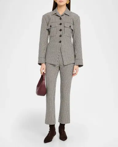Veronica Beard Arte Check Plaid Kick-Flare Pants | Thumbnail 2 Veronica Beard Arte Check Plaid Kick-Flare Pants | Thumbnail 2