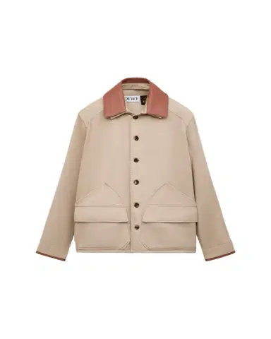 Loewe x Paula's Ibiza Men's Washed Cotton Leather-Collar Shirt Jacket | Thumbnail 1 Loewe x Paula's Ibiza Men's Washed Cotton Leather-Collar Shirt Jacket | Thumbnail 1