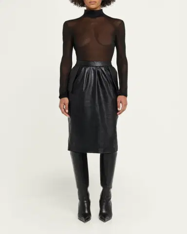 Stella McCartney Vegan Leather Gathered Midi Pencil Skirt | Thumbnail 2 Stella McCartney Vegan Leather Gathered Midi Pencil Skirt | Thumbnail 2