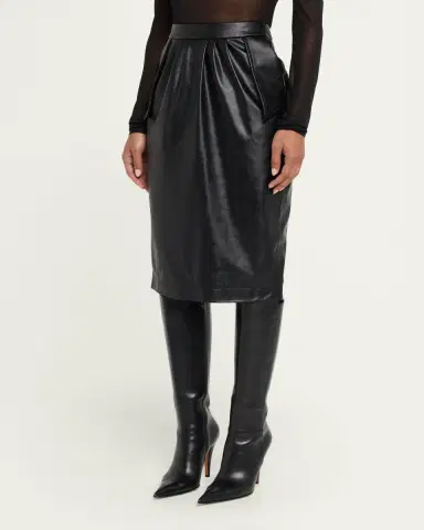 Stella McCartney Vegan Leather Gathered Midi Pencil Skirt | Thumbnail 4 Stella McCartney Vegan Leather Gathered Midi Pencil Skirt | Thumbnail 4