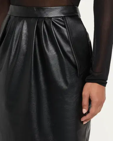 Stella McCartney Vegan Leather Gathered Midi Pencil Skirt | Thumbnail 5 Stella McCartney Vegan Leather Gathered Midi Pencil Skirt | Thumbnail 5