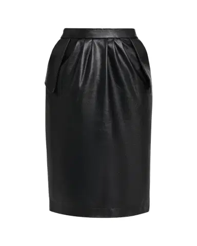 Stella McCartney Vegan Leather Gathered Midi Pencil Skirt | Thumbnail 1 Stella McCartney Vegan Leather Gathered Midi Pencil Skirt | Thumbnail 1