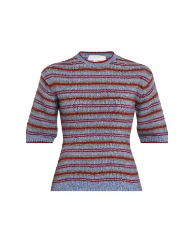 Proenza Schouler White Label Dana Striped Short-Sleeve Sweater | Thumbnail 1 Proenza Schouler White Label Dana Striped Short-Sleeve Sweater | Thumbnail 1