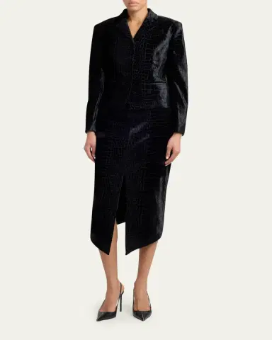 Tom Ford Croco-Embossed Velvet Midi Skirt | Thumbnail 2 Tom Ford Croco-Embossed Velvet Midi Skirt | Thumbnail 2