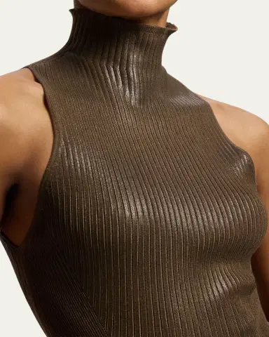 Ralph Lauren Collection Foiled Rib-Knit Mockneck Sweater | Thumbnail 5 Ralph Lauren Collection Foiled Rib-Knit Mockneck Sweater | Thumbnail 5