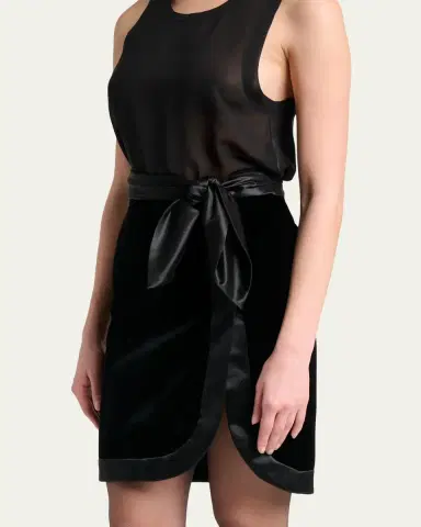 Saint Laurent Wrap Skirt in Velvet and Satin | Thumbnail 4 Saint Laurent Wrap Skirt in Velvet and Satin | Thumbnail 4