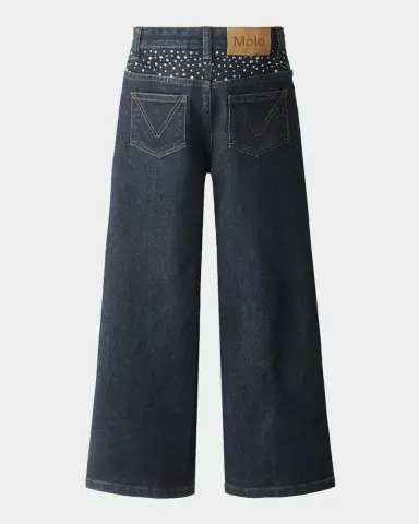 Molo Girl's Asta Rhinestone Wide-Leg Denim Jeans, Size 8-16 | Thumbnail 2 Molo Girl's Asta Rhinestone Wide-Leg Denim Jeans, Size 8-16 | Thumbnail 2