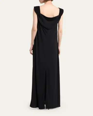 Bottega Veneta Intrecciato-Trim Draped Crepe Jersey Maxi Dress | Thumbnail 3 Bottega Veneta Intrecciato-Trim Draped Crepe Jersey Maxi Dress | Thumbnail 3