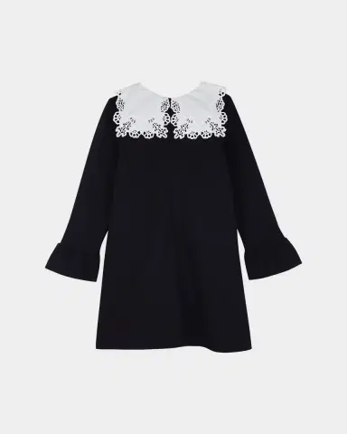 Chloe Girl 's Lace-Collar Long-Sleeve Dress, Size -6 | Thumbnail 2 Chloe Girl 's Lace-Collar Long-Sleeve Dress, Size -6 | Thumbnail 2