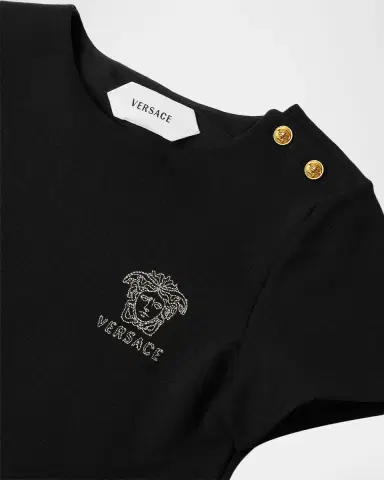 Versace Girl's Embroidered-Logo Milano-Stitch Dress, Size 6-14 | Thumbnail 3 Versace Girl's Embroidered-Logo Milano-Stitch Dress, Size 6-14 | Thumbnail 3