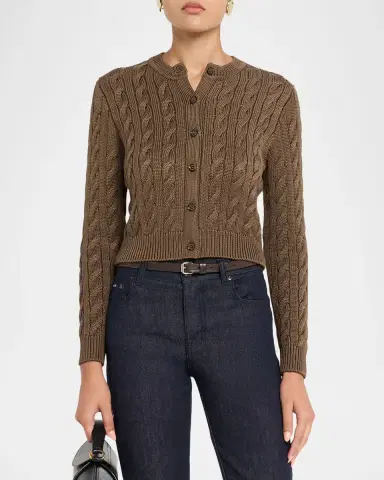 Ralph Lauren Collection Cable-Knit Silk Cropped Cardigan | Thumbnail 4 Ralph Lauren Collection Cable-Knit Silk Cropped Cardigan | Thumbnail 4