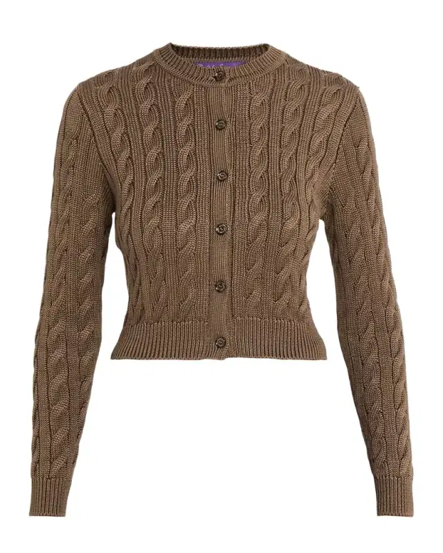 Cable-Knit Silk Cropped Cardigan Cable-Knit Silk Cropped Cardigan