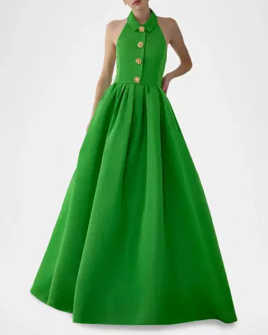 Carolina Herrera Collared Hatler Ball Gown | Thumbnail 4 Carolina Herrera Collared Hatler Ball Gown | Thumbnail 4