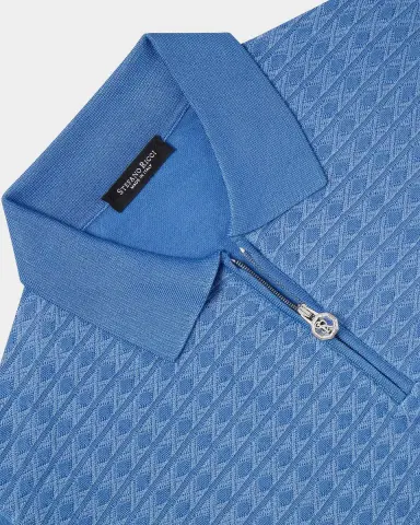 Stefano Ricci Men 's Geometric Knit Quarter-Zip Polo Shirt | Thumbnail 6 Stefano Ricci Men 's Geometric Knit Quarter-Zip Polo Shirt | Thumbnail 6