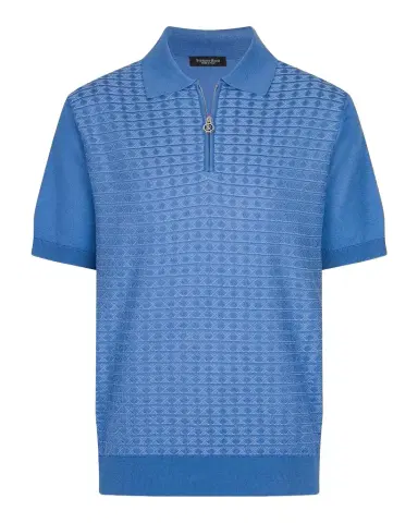 Stefano Ricci Men 's Geometric Knit Quarter-Zip Polo Shirt | Thumbnail 1 Stefano Ricci Men 's Geometric Knit Quarter-Zip Polo Shirt | Thumbnail 1