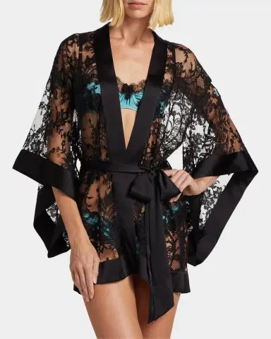 Kiki de Montparnasse Camille Floral Lace Kimono Robe | Thumbnail 4 Kiki de Montparnasse Camille Floral Lace Kimono Robe | Thumbnail 4