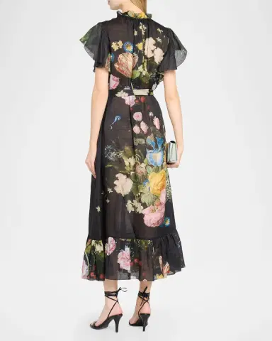 CYNTHIA ROWLEY Floral-Print Ramie Kaftan | Thumbnail 3 CYNTHIA ROWLEY Floral-Print Ramie Kaftan | Thumbnail 3