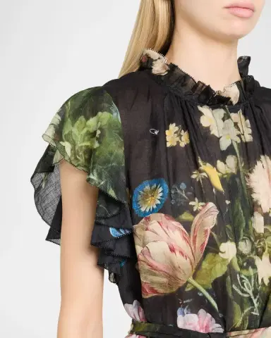 CYNTHIA ROWLEY Floral-Print Ramie Kaftan | Thumbnail 5 CYNTHIA ROWLEY Floral-Print Ramie Kaftan | Thumbnail 5