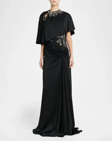 McQueen Floral Embroidered Asymmetric Cape | Thumbnail 2 McQueen Floral Embroidered Asymmetric Cape | Thumbnail 2