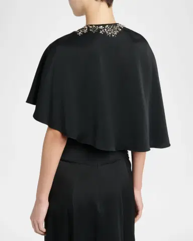 McQueen Floral Embroidered Asymmetric Cape | Thumbnail 3 McQueen Floral Embroidered Asymmetric Cape | Thumbnail 3