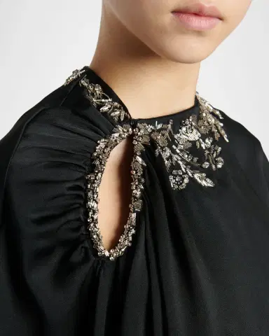 McQueen Floral Embroidered Asymmetric Cape | Thumbnail 5 McQueen Floral Embroidered Asymmetric Cape | Thumbnail 5