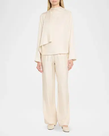 Loulou de Saison Gala Silk Scarf-Neck Blouse | Thumbnail 2 Loulou de Saison Gala Silk Scarf-Neck Blouse | Thumbnail 2